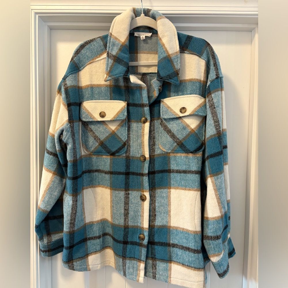 Urban Diction Plaid Button-Up Women's Jacket Shacket Size XL Oversize